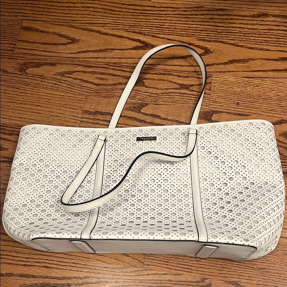 Elegant White Perforated Tote Bag
